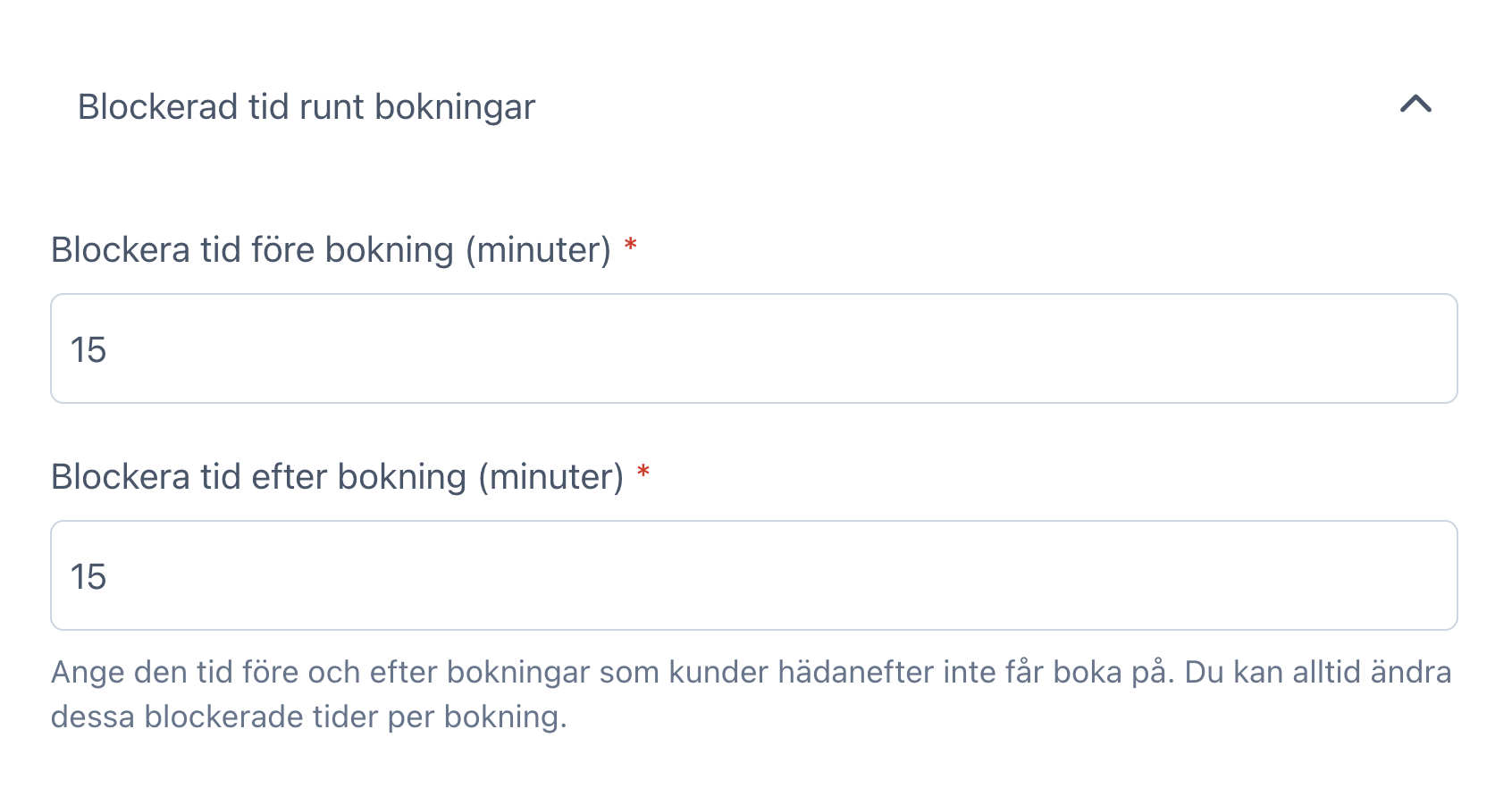 Gränssnitt för att lägga till blockerad tid runt bokningar